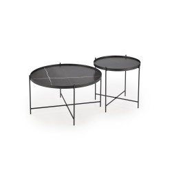 'JULIETA Set of 2 Benches, Black Marble / Black' 'JULIETA Set of 2 Benches, Black Marble / Black'
