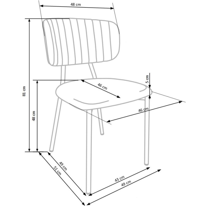 'K362 Chair, Upholstery - Dark Ash, Legs - Gold' 'K362 Chair, Upholstery - Dark Ash, Legs - Gold'