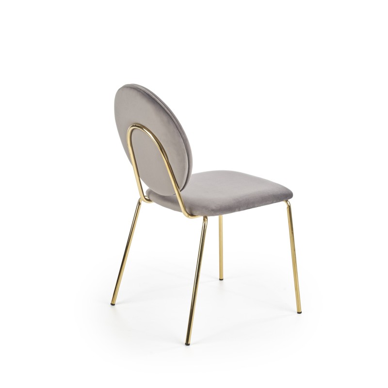 'K363 Chair, Upholstery - Ash Grey, Legs - Gold' 'K363 Chair, Upholstery - Ash Grey, Legs - Gold'