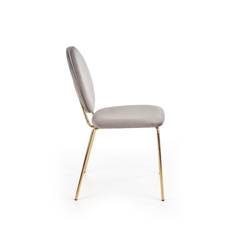 'K363 Chair, Upholstery - Ash Grey, Legs - Gold' 'K363 Chair, Upholstery - Ash Grey, Legs - Gold'