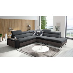 Narożnik Prestige IX z funkcją spania i portem usb - Miękka w dotyku, Freya 210.24 + Tauro 8207