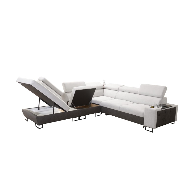 Prestige IX Ecksofa mit Schlaffunktion und USB-Anschluss - Weich im Griff, Freya 210.18 + Tauro 8207 Prestige IX Ecksofa mit Schlaffunktion und USB-Anschluss - Weich im Griff, Freya 210.18 + Tauro 8207
