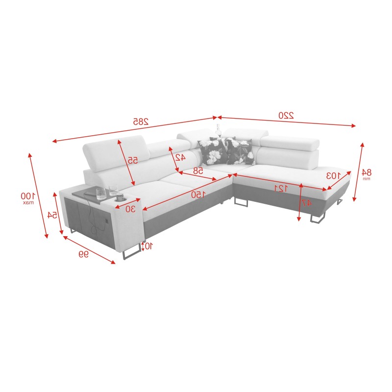 Prestige VII corner sofa with Soft to the touch, Freya 210.23 + Tauro 8207 - elegance and functionality in one Prestige VII corner sofa with Soft to the touch, Freya 210.23 + Tauro 8207 - elegance and functionality in one