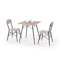 'KABIR Square Set: Table + 2 Chairs in San Remo Oak / Black'