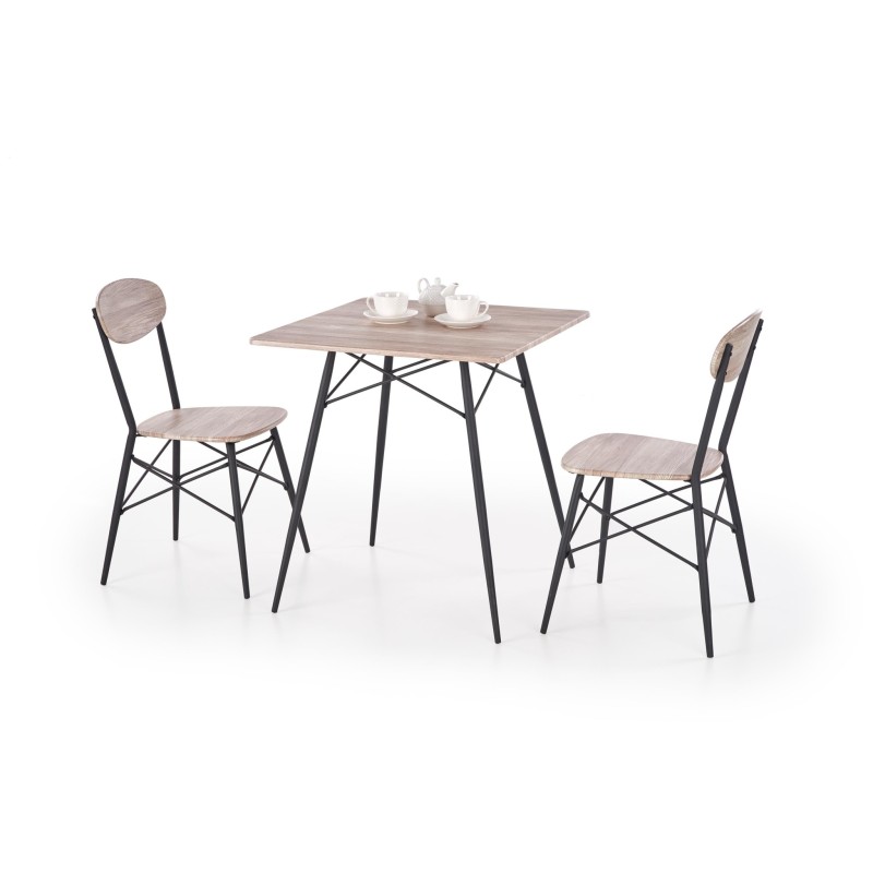 'KABIR Square Set: Table + 2 Chairs in San Remo Oak / Black' 'KABIR Square Set: Table + 2 Chairs in San Remo Oak / Black'