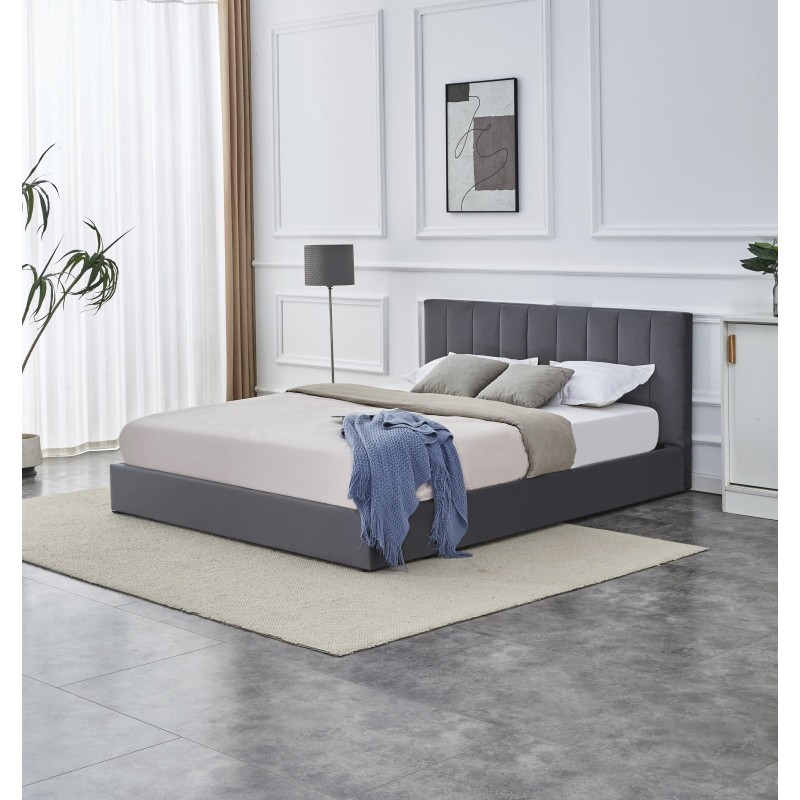 'KATARINA Bed with Bedding Storage, Ashen'