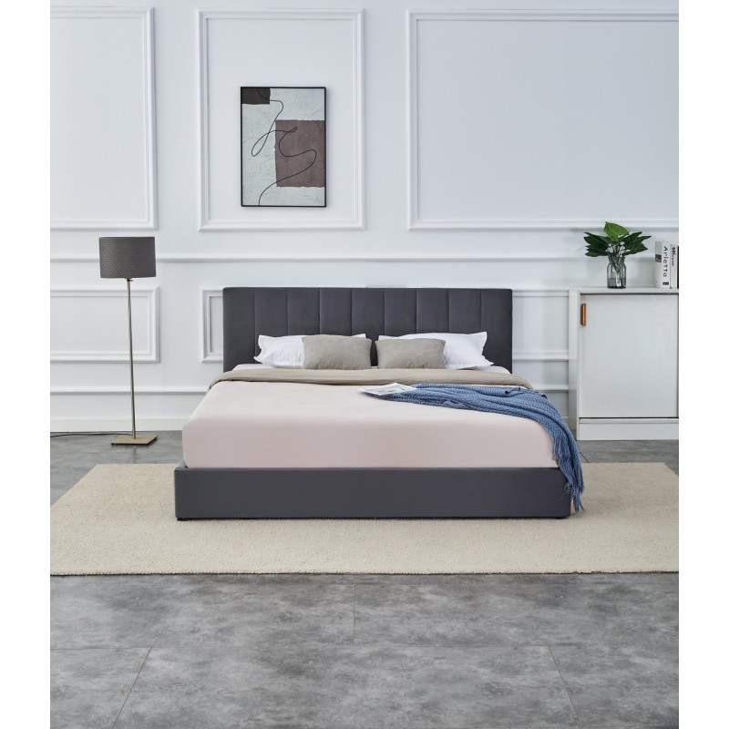 'KATARINA Bed with Bedding Storage, Ashen' 'KATARINA Bed with Bedding Storage, Ashen'
