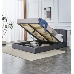 'KATARINA Bed with Bedding Storage, Ashen' 'KATARINA Bed with Bedding Storage, Ashen'