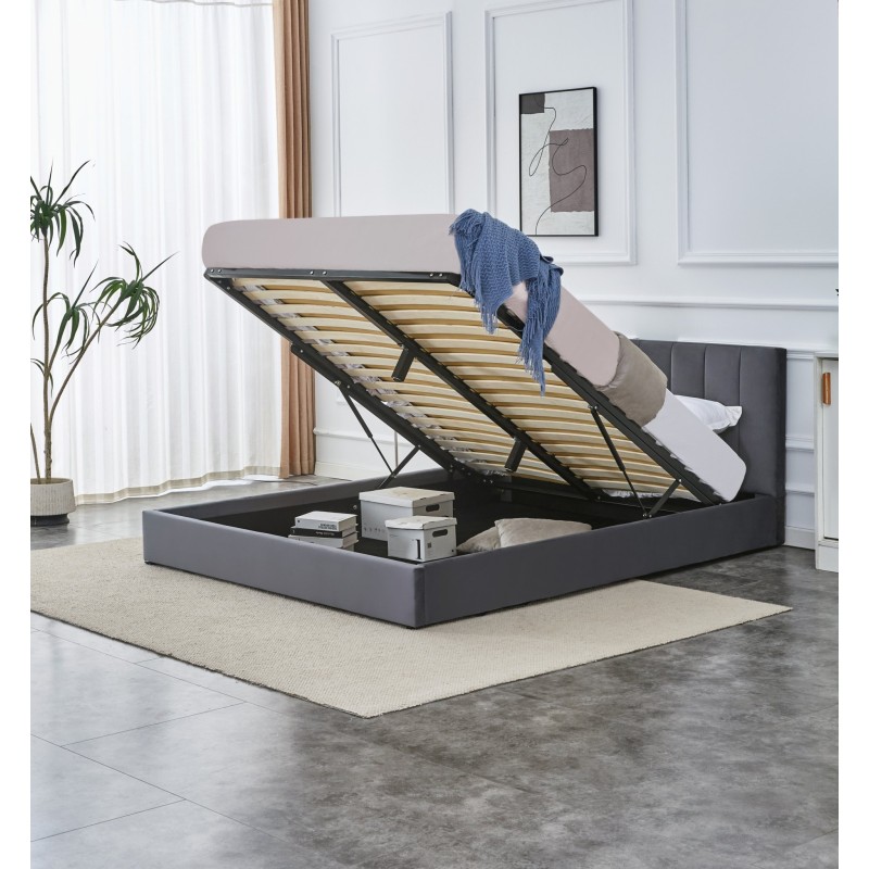 'KATARINA Bed with Bedding Storage, Ashen' 'KATARINA Bed with Bedding Storage, Ashen'