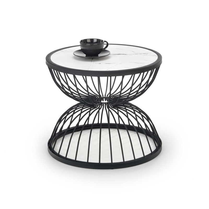 'KIM Coffee Table Top - White Marble, Frame - Black' 'KIM Coffee Table Top - White Marble, Frame - Black'