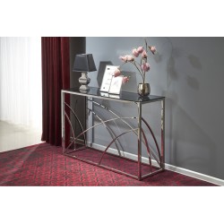 'KN5 Corner Shelf, Silver Frame - Smoked Glass'