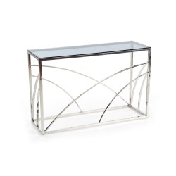 'KN5 Corner Shelf, Silver Frame - Smoked Glass' 'KN5 Corner Shelf, Silver Frame - Smoked Glass'