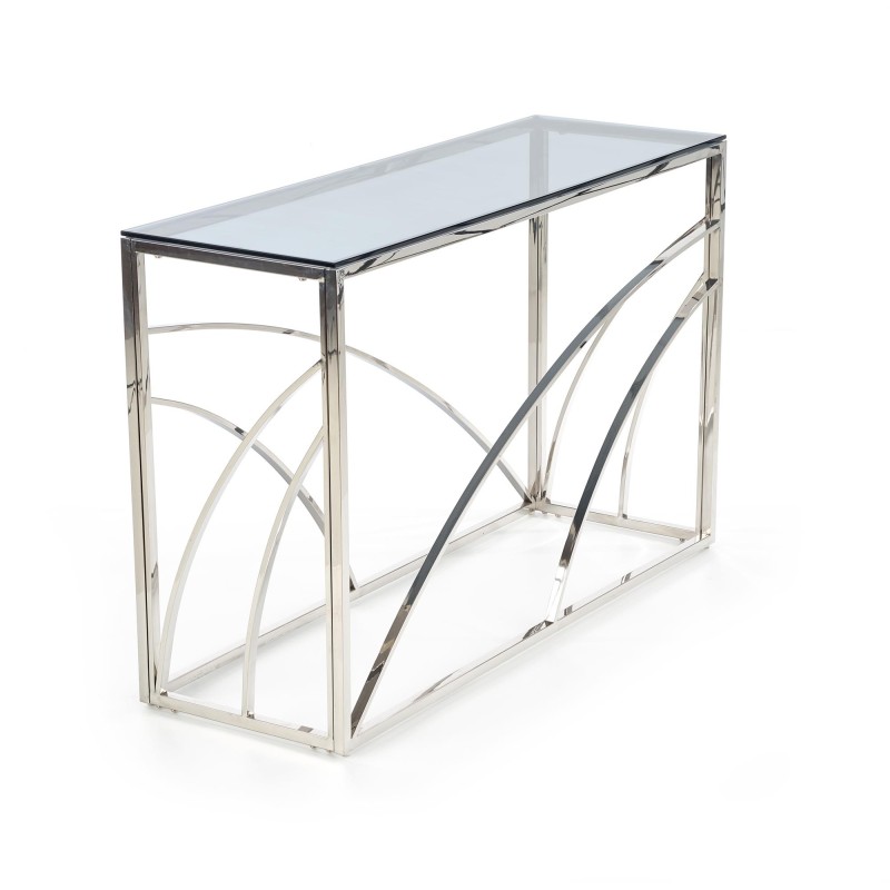 'KN5 Corner Shelf, Silver Frame - Smoked Glass' 'KN5 Corner Shelf, Silver Frame - Smoked Glass'