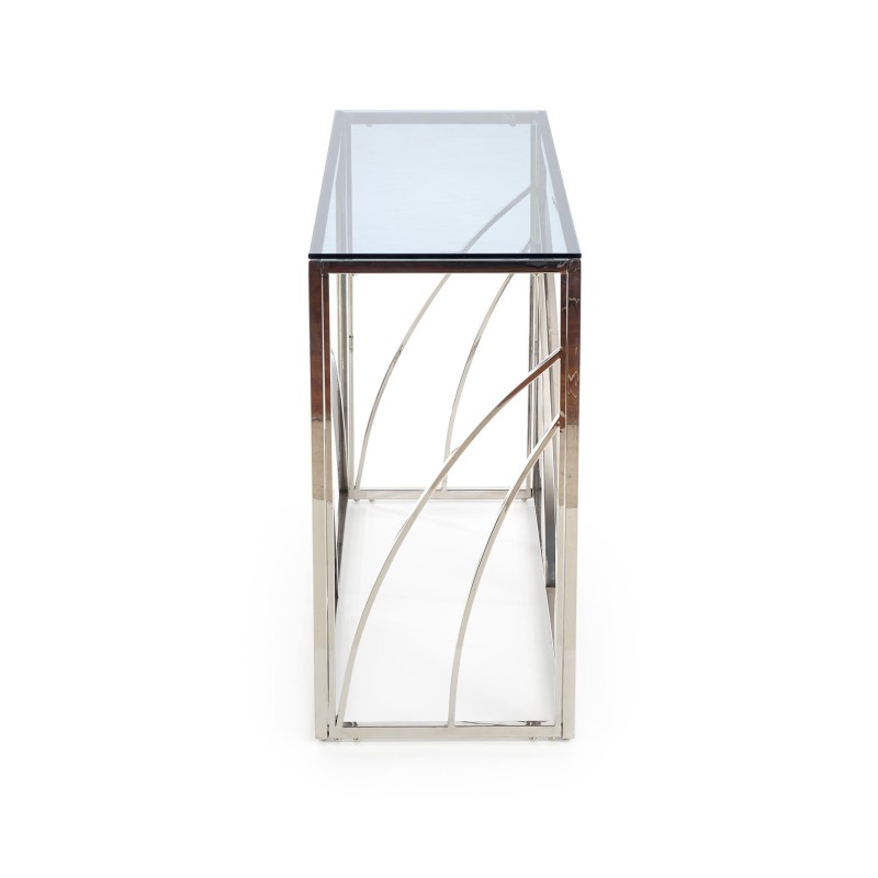 'KN5 Corner Shelf, Silver Frame - Smoked Glass' 'KN5 Corner Shelf, Silver Frame - Smoked Glass'