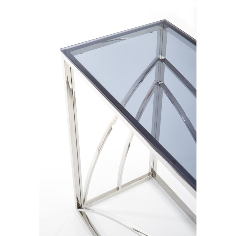 'KN5 Corner Shelf, Silver Frame - Smoked Glass' 'KN5 Corner Shelf, Silver Frame - Smoked Glass'