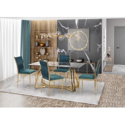 'KONAMI Table, Top - Black Marble, Legs - Gold'