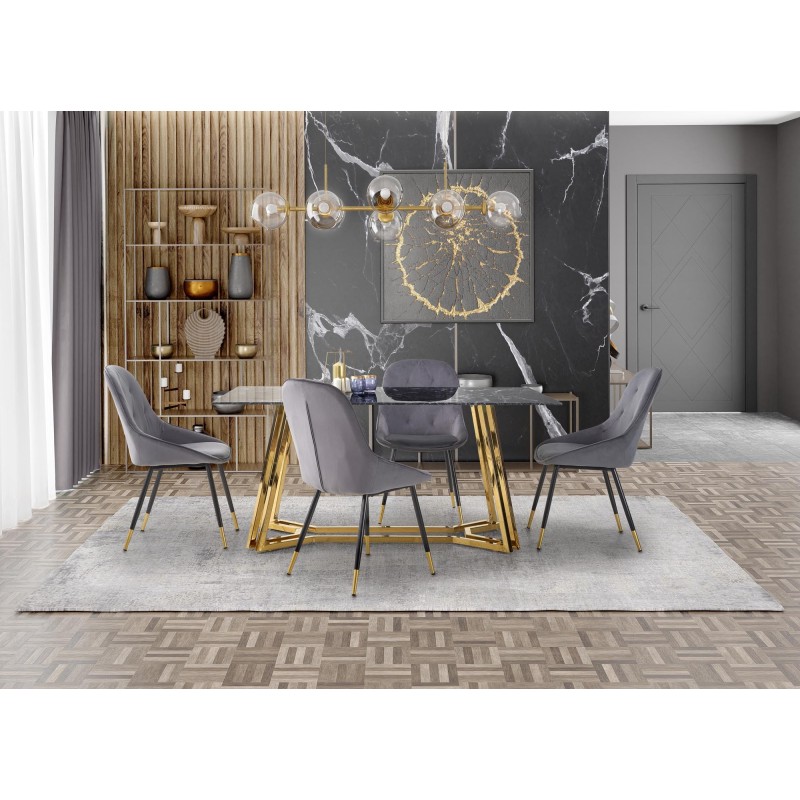 'KONAMI Table, Top - Black Marble, Legs - Gold' 'KONAMI Table, Top - Black Marble, Legs - Gold'