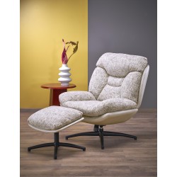 'KRONOS Armchair with Footstool, Beige / Multicolored'