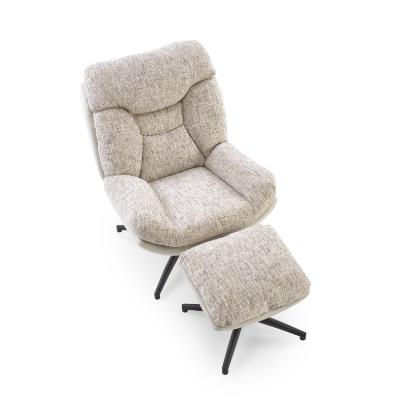 'KRONOS Armchair with Footstool, Beige / Multicolored' 'KRONOS Armchair with Footstool, Beige / Multicolored'