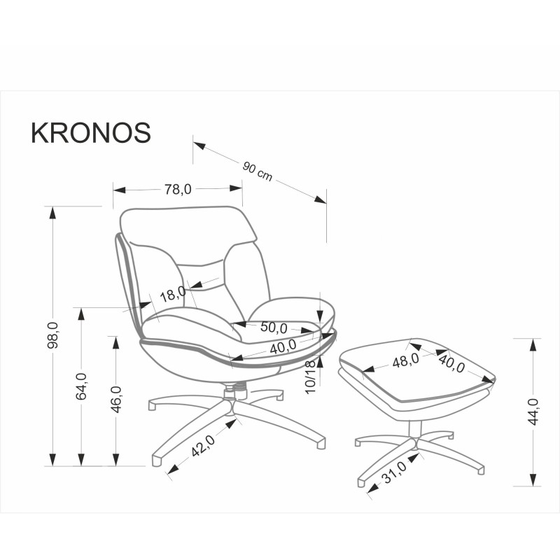 'KRONOS Armchair with Footstool, Beige / Multicolored' 'KRONOS Armchair with Footstool, Beige / Multicolored'