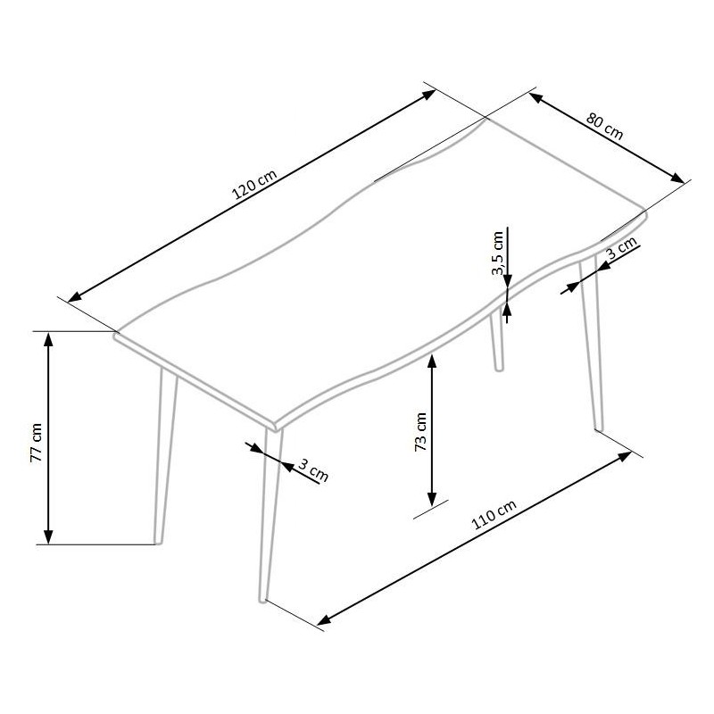 'LARSON Table, Top - Natural, Legs - Black' 'LARSON Table, Top - Natural, Legs - Black'
