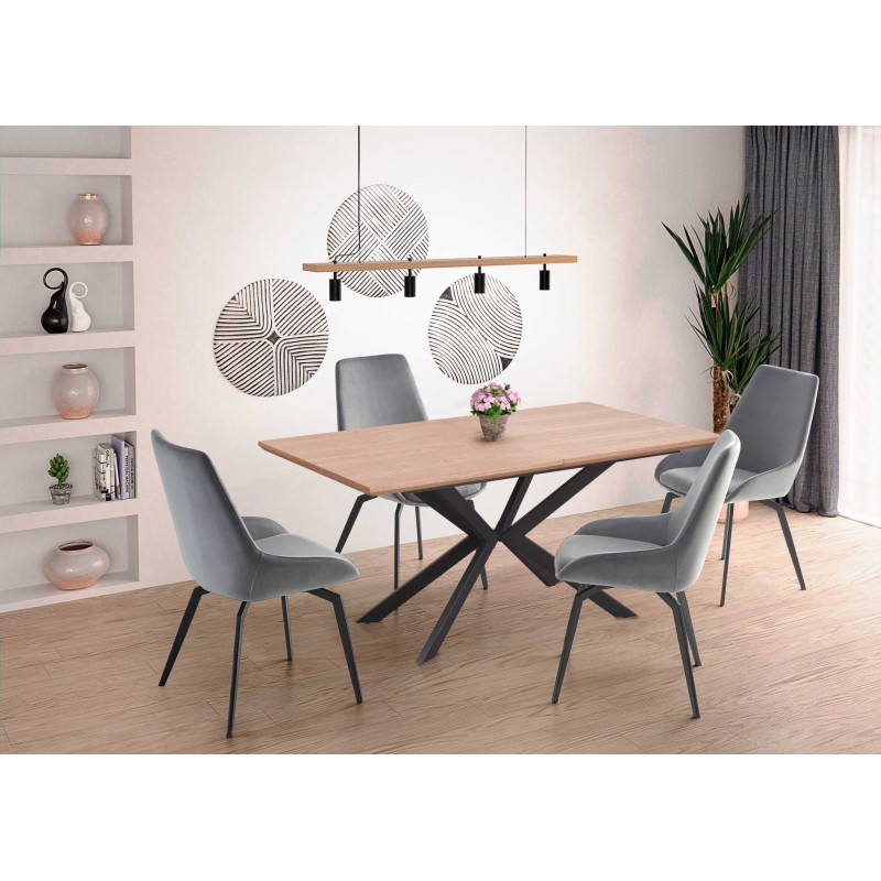 'LEGARTO Extendable Table Top - Natural Oak, Leg - Black' 'LEGARTO Extendable Table Top - Natural Oak, Leg - Black'