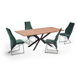 'LEGARTO Extendable Table Top - Natural Oak, Leg - Black' 'LEGARTO Extendable Table Top - Natural Oak, Leg - Black'
