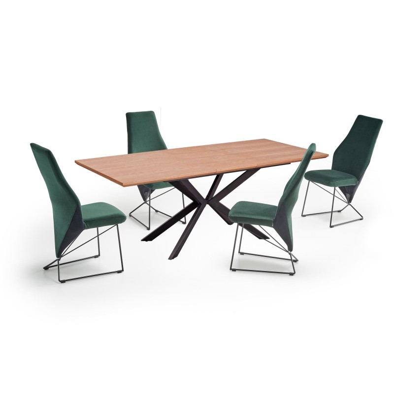 'LEGARTO Extendable Table Top - Natural Oak, Leg - Black' 'LEGARTO Extendable Table Top - Natural Oak, Leg - Black'