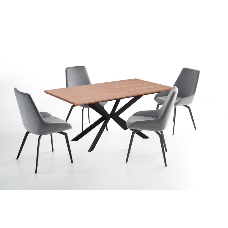 'LEGARTO Extendable Table Top - Natural Oak, Leg - Black' 'LEGARTO Extendable Table Top - Natural Oak, Leg - Black'