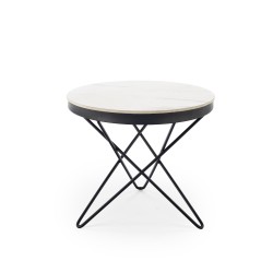 'LEILA 2 Coffee Table, White Marble / Black'