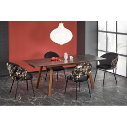 'LOZANO Extendable Table, Black Marble / Walnut'