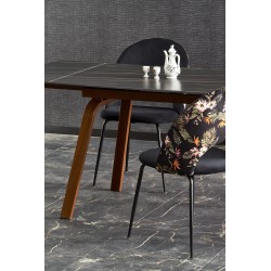 'LOZANO Extendable Table, Black Marble / Walnut' 'LOZANO Extendable Table, Black Marble / Walnut'