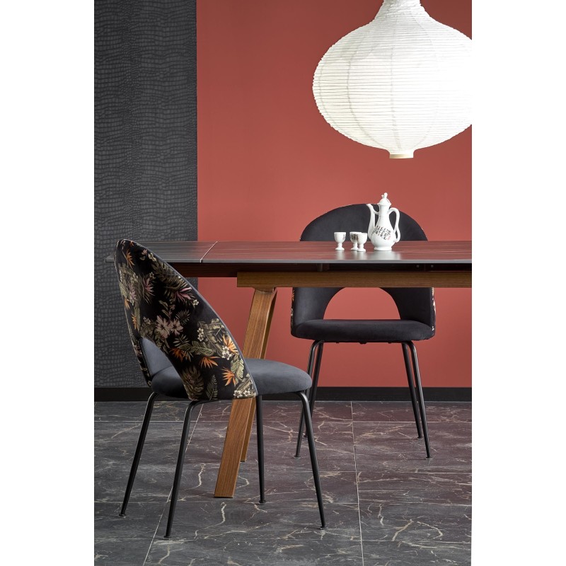 'LOZANO Extendable Table, Black Marble / Walnut' 'LOZANO Extendable Table, Black Marble / Walnut'
