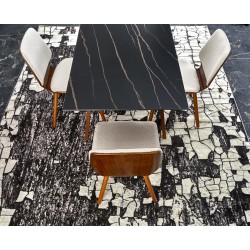 'LOZANO Extendable Table, Black Marble / Walnut' 'LOZANO Extendable Table, Black Marble / Walnut'
