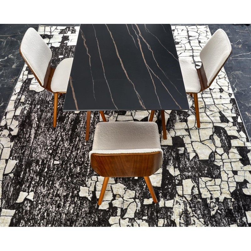 'LOZANO Extendable Table, Black Marble / Walnut' 'LOZANO Extendable Table, Black Marble / Walnut'
