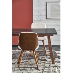 'LOZANO Extendable Table, Black Marble / Walnut' 'LOZANO Extendable Table, Black Marble / Walnut'
