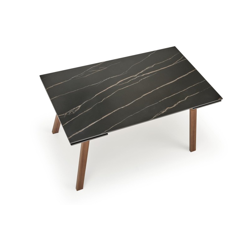 'LOZANO Extendable Table, Black Marble / Walnut' 'LOZANO Extendable Table, Black Marble / Walnut'