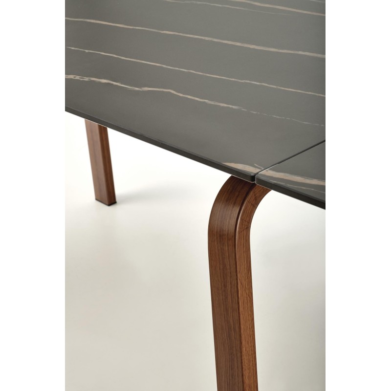 'LOZANO Extendable Table, Black Marble / Walnut' 'LOZANO Extendable Table, Black Marble / Walnut'