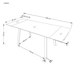 'LOZANO Extendable Table, Black Marble / Walnut' 'LOZANO Extendable Table, Black Marble / Walnut'