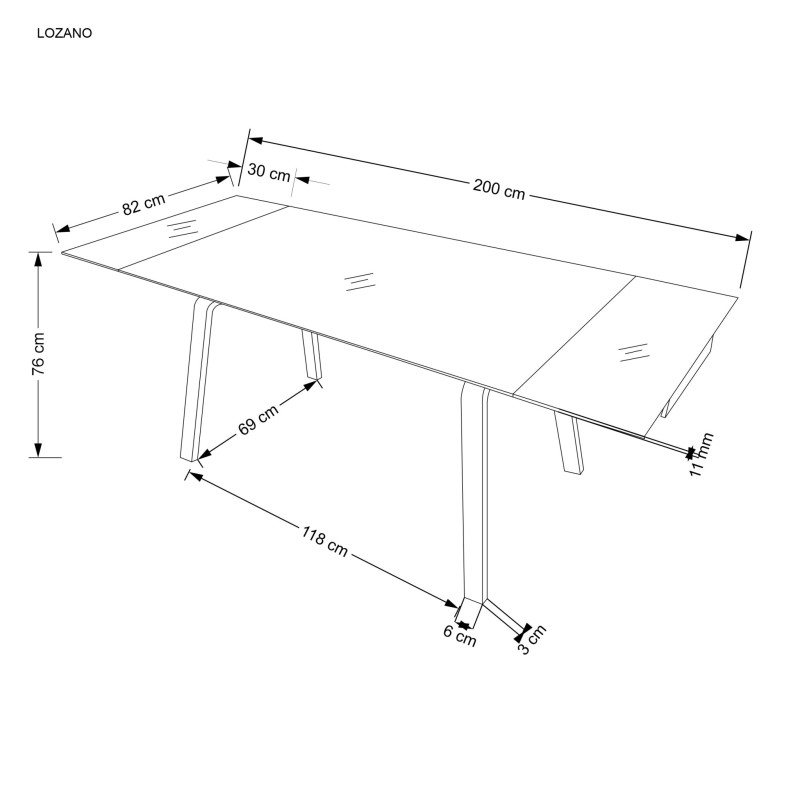 'LOZANO Extendable Table, Black Marble / Walnut' 'LOZANO Extendable Table, Black Marble / Walnut'