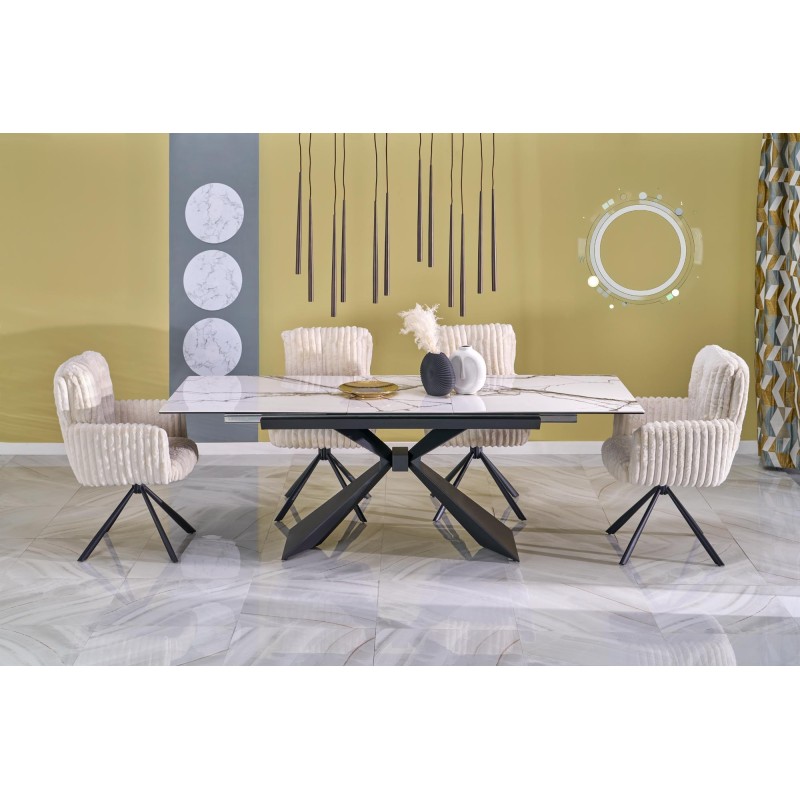 'LUCIANO Extendable Table, Top: White Marble' 'LUCIANO Extendable Table, Top: White Marble'