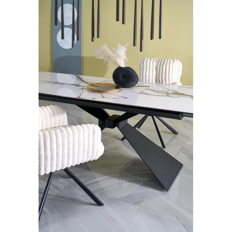 'LUCIANO Extendable Table, Top: White Marble' 'LUCIANO Extendable Table, Top: White Marble'