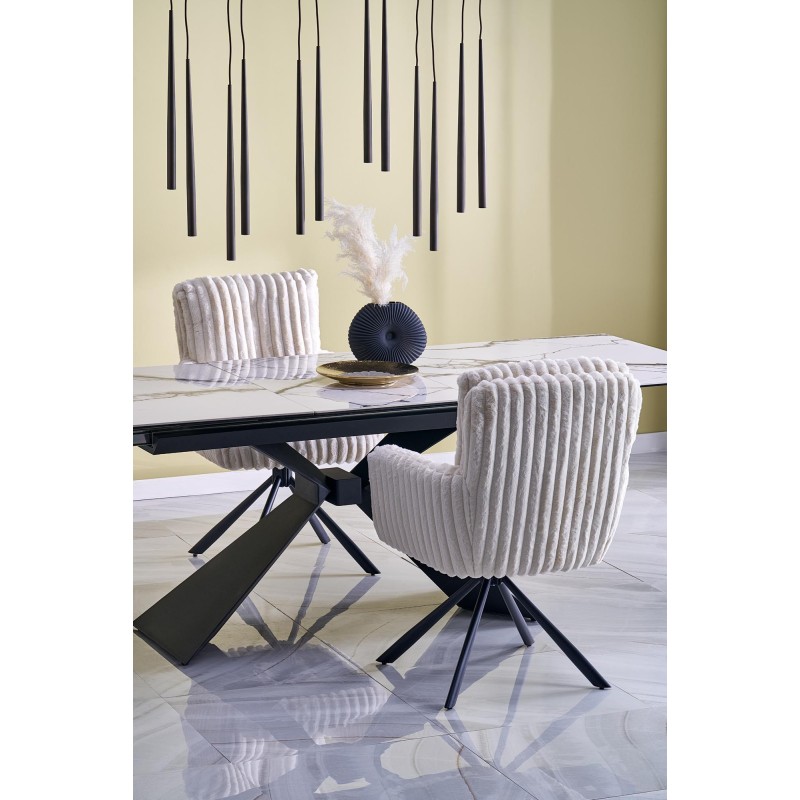 'LUCIANO Extendable Table, Top: White Marble' 'LUCIANO Extendable Table, Top: White Marble'