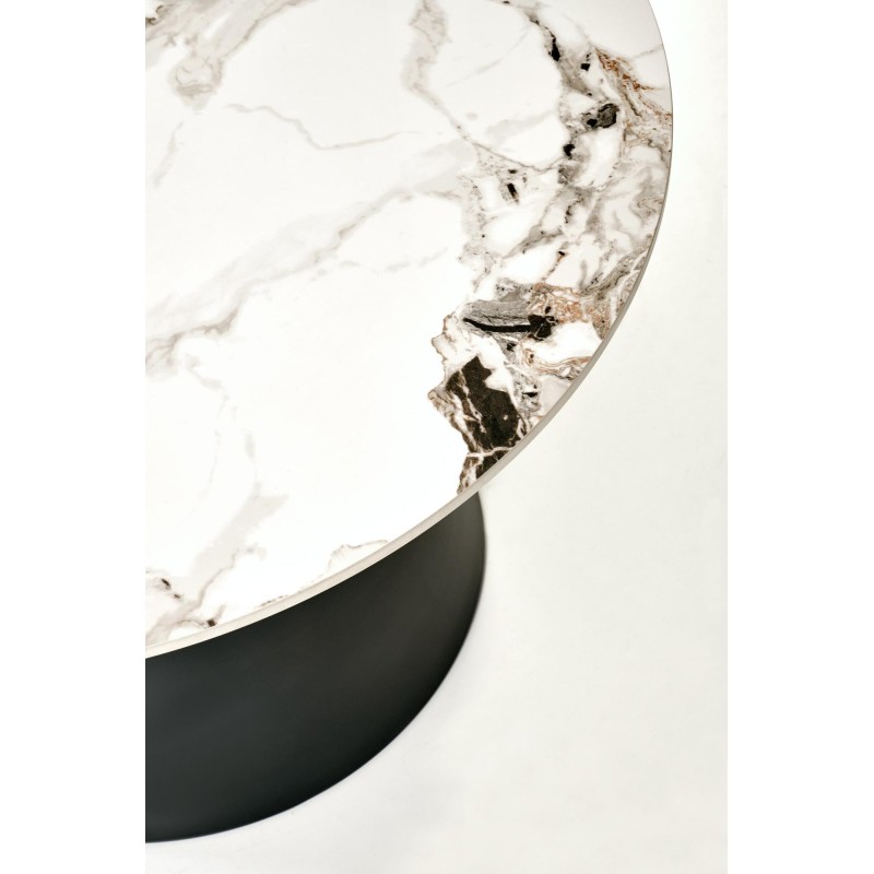 'MAGNETA Set of 2 Benches, White Marble / Black' 'MAGNETA Set of 2 Benches, White Marble / Black'