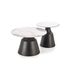 'MAGNETA Set of 2 Benches, White Marble / Black' 'MAGNETA Set of 2 Benches, White Marble / Black'