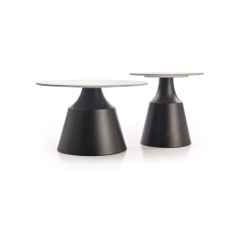 'MAGNETA Set of 2 Benches, White Marble / Black' 'MAGNETA Set of 2 Benches, White Marble / Black'
