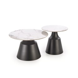 'MAGNETA Set of 2 Benches, White Marble / Black' 'MAGNETA Set of 2 Benches, White Marble / Black'