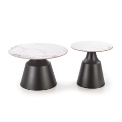 'MAGNETA Set of 2 Benches, White Marble / Black' 'MAGNETA Set of 2 Benches, White Marble / Black'