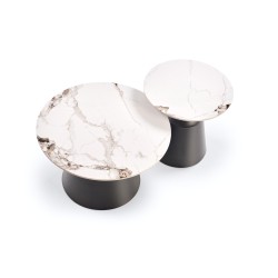 'MAGNETA Set of 2 Benches, White Marble / Black' 'MAGNETA Set of 2 Benches, White Marble / Black'