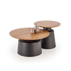 'MALOMI Set of 2 Benches, Natural/Black'